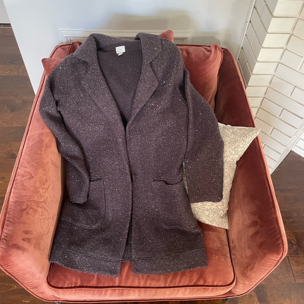 Coatigan ‘ Cardigan Coat ‘ open sweater jacket with lapel and pockets brown